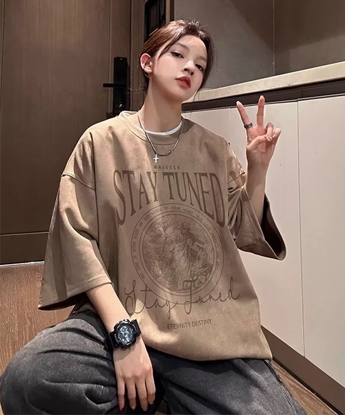 NO WAY tシャツ /ベロアタッチオーバーサイズプリントTシャツ メンズ