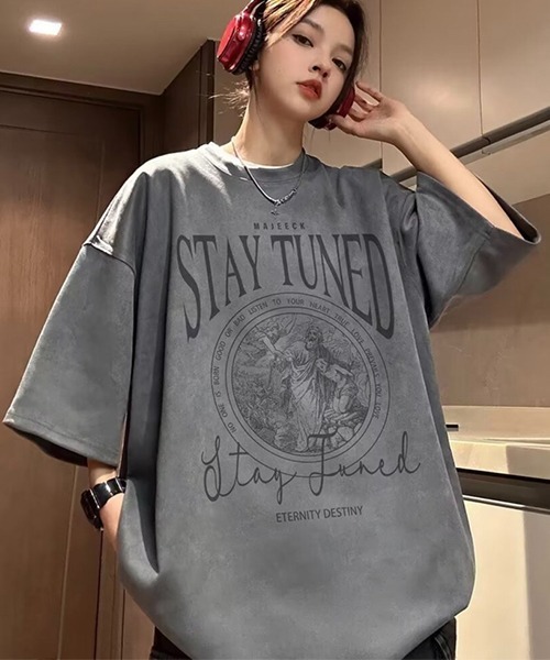 NO WAY STILL IN Tシャツ ブラック XLサイズ NO WAY tシャツ /ベロアタッチオーバーサイズプリントTシャツ メンズ
