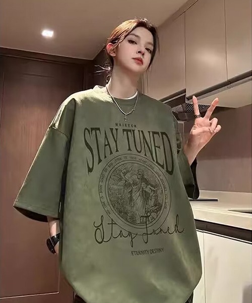 NO WAY tシャツ /ベロアタッチオーバーサイズプリントTシャツ メンズ
