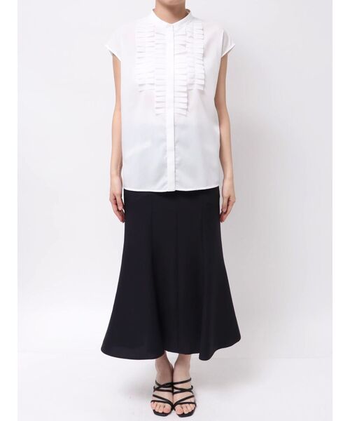 TONAL ブラウス シャツ シアープリーツフリルフレンチブラウス