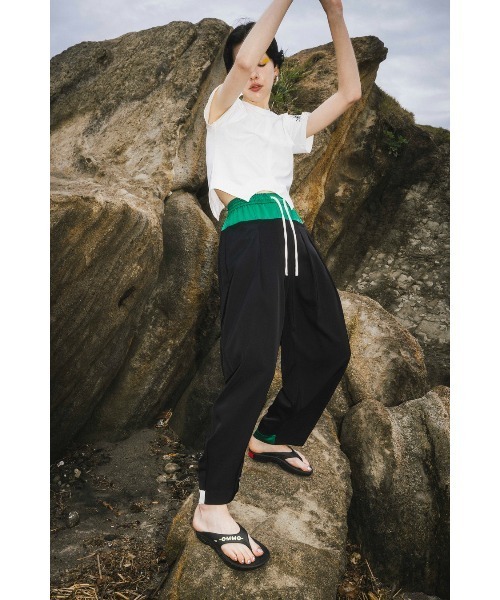 ボトムス　ズボン　パンツ　ommo OMMO スラックス パンツ BOLCKING EASY TUCK PT レディース