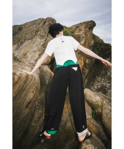 OMMO スラックス パンツ BOLCKING EASY TUCK PT レディース
