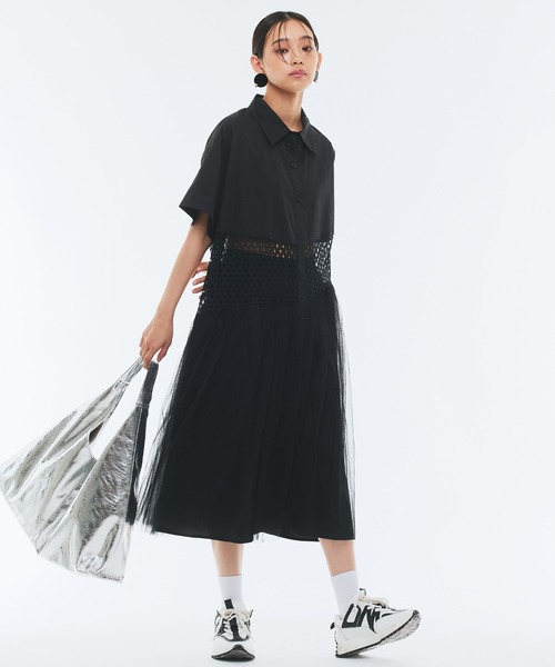 CHICWISH★フリルメッシュチュールノースリーブワンピース☆ Narcissus ワンピース 「Narcissus」メッシュチュールワンピース