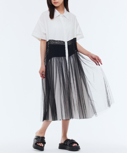 CHICWISH★フリルメッシュチュールノースリーブワンピース☆ Narcissus ワンピース 「Narcissus」メッシュチュールワンピース