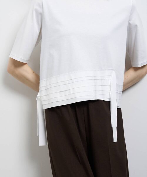 LANVIN en Bleu tシャツ アシンメテープフリルカットソー