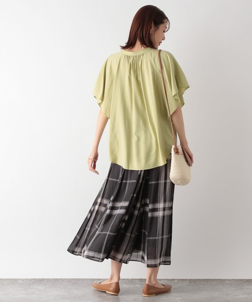 「GLOBAL WORK」 半袖ブラウス LARGE ライトグレー レディース