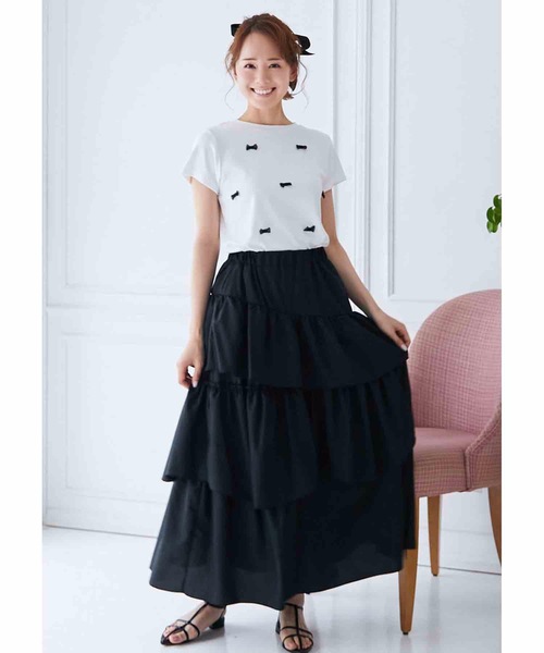 「M y u」 半袖Tシャツ MEDIUM ブラック×ホワイト レディース