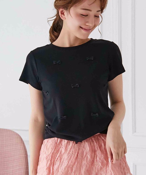 「M y u」 半袖Tシャツ MEDIUM ブラック×ホワイト レディース