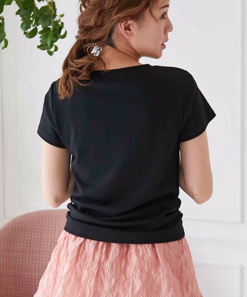 「M y u」 半袖Tシャツ MEDIUM ブラック×ホワイト レディース