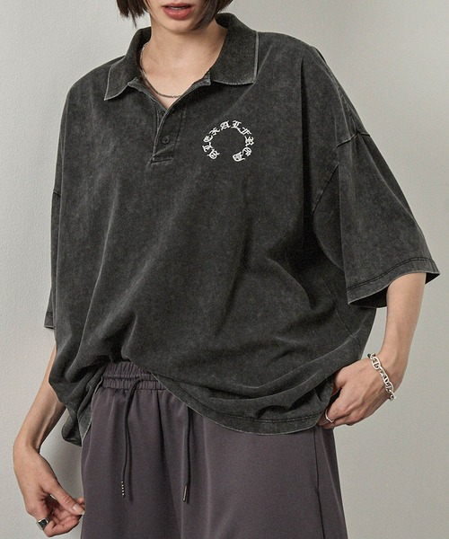 「Alfred Alex」 半袖ポロシャツ M ブラック メンズ