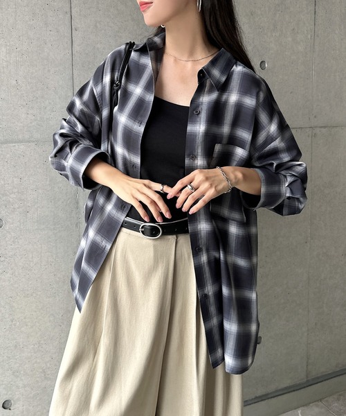 andme（アンドミー） ブラウス シャツ イージーケアチェックシャツ
