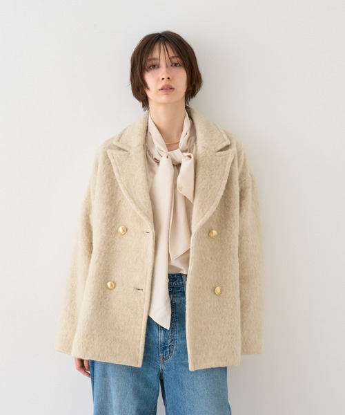 EMMA ROUGE VIF ラメシャギースライバーピーコート ベージュ ROUGE VIF Sophie ピーコート pコート 「追加5 / 2026AW新色登場 / 一