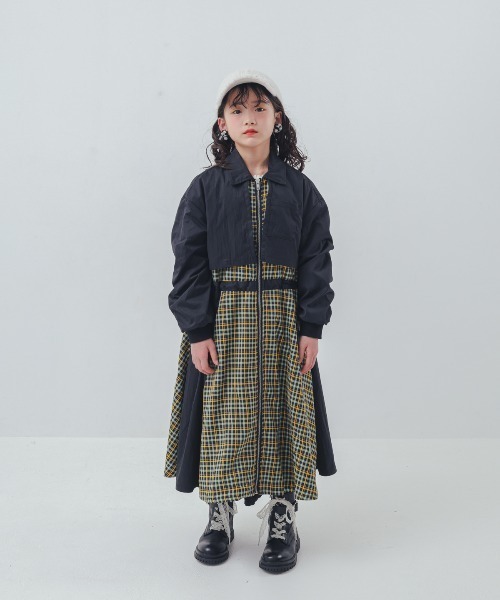 ワンピース チェックzipperジャケットワンピース キッズ 子供服 女の子 | unica