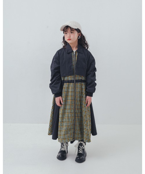 ワンピース チェックzipperジャケットワンピース キッズ 子供服 女の子 | unica | 03
