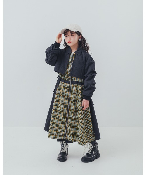 ワンピース チェックzipperジャケットワンピース キッズ 子供服 女の子 | unica | 04