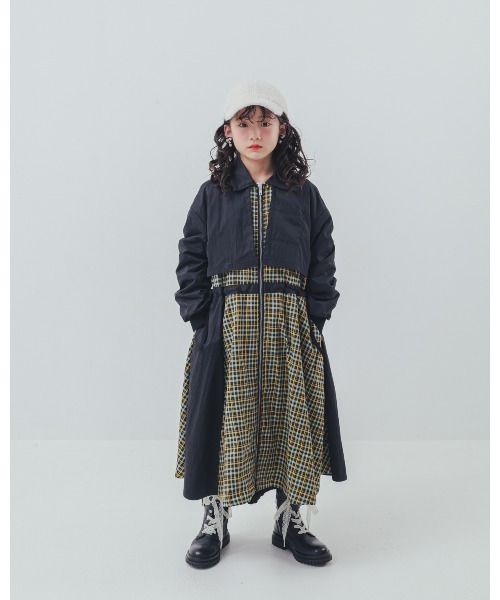ワンピース チェックzipperジャケットワンピース キッズ 子供服 女の子 | unica | 05