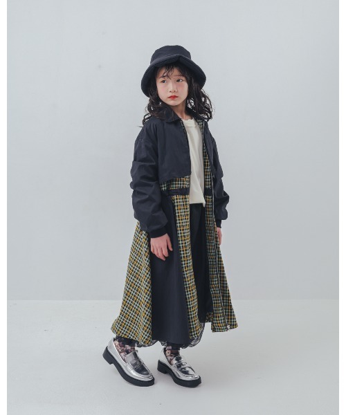 ワンピース チェックzipperジャケットワンピース キッズ 子供服 女の子 | unica | 11