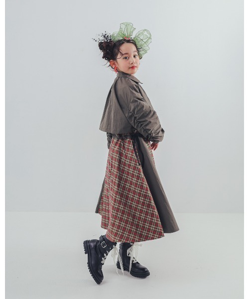 ワンピース チェックzipperジャケットワンピース キッズ 子供服 女の子 | unica | 14