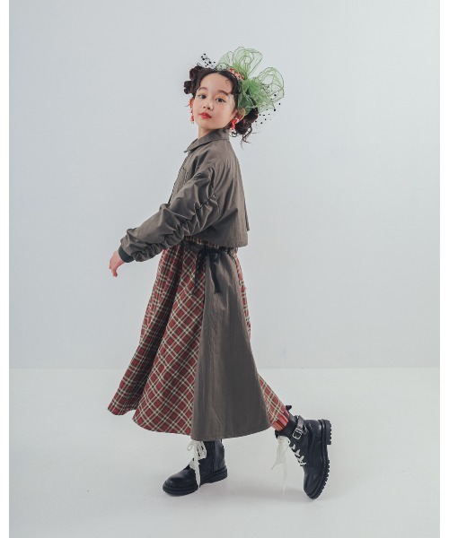 ワンピース チェックzipperジャケットワンピース キッズ 子供服 女の子 | unica | 15