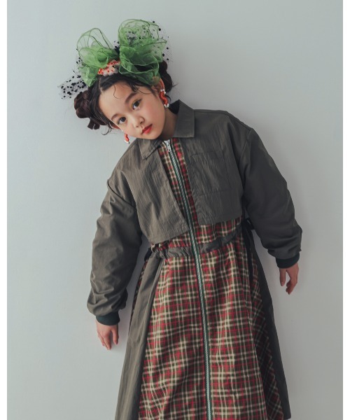 ワンピース チェックzipperジャケットワンピース キッズ 子供服 女の子 | unica | 17