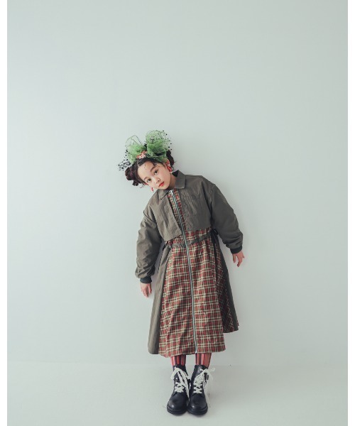ワンピース チェックzipperジャケットワンピース キッズ 子供服 女の子 | unica | 18