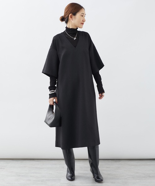 「VERMEIL par iena」 半袖ワンピース - ブラック レディース_画像2