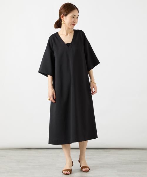「VERMEIL par iena」 半袖ワンピース - ブラック レディース_画像6