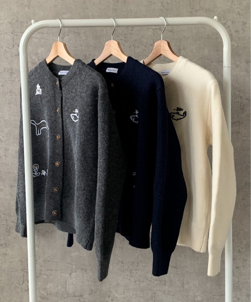 Maison Calme カーディガン 卒園式 刺繍ニットカーディガンモチーフ