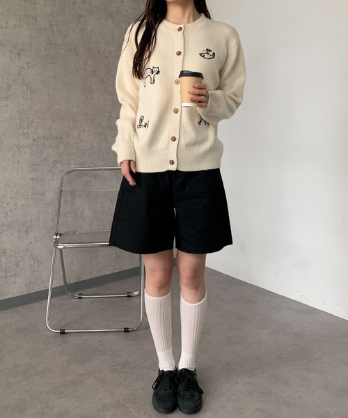 Maison Calme カーディガン 卒園式 刺繍ニットカーディガンモチーフ
