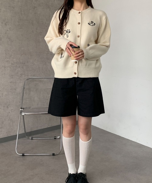 Maison Calme カーディガン 卒園式 刺繍ニットカーディガンモチーフ