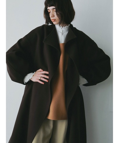HER. ノーカラーコート コート ウールリバードルマンコート レディース