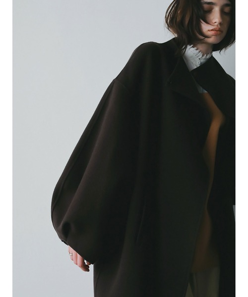 HER. ノーカラーコート コート ウールリバードルマンコート レディース