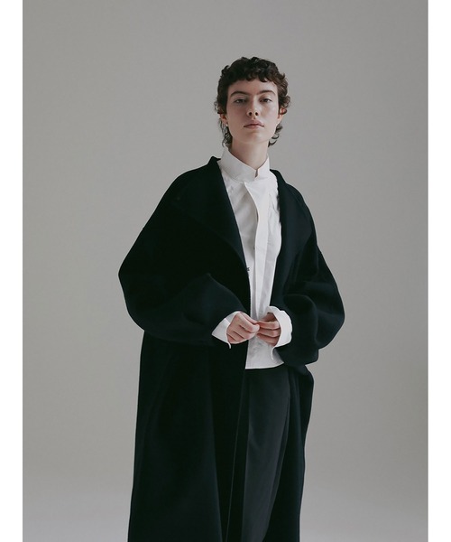 HER. ノーカラーコート コート ウールリバードルマンコート レディース