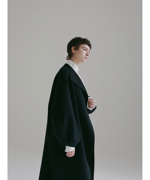 HER. ノーカラーコート コート ウールリバードルマンコート レディース