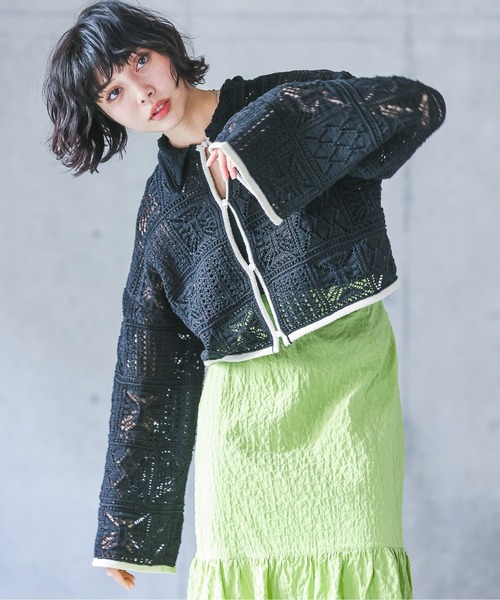 「PAGEBOY」 ニットカーディガン FREE ブラック レディース_画像3