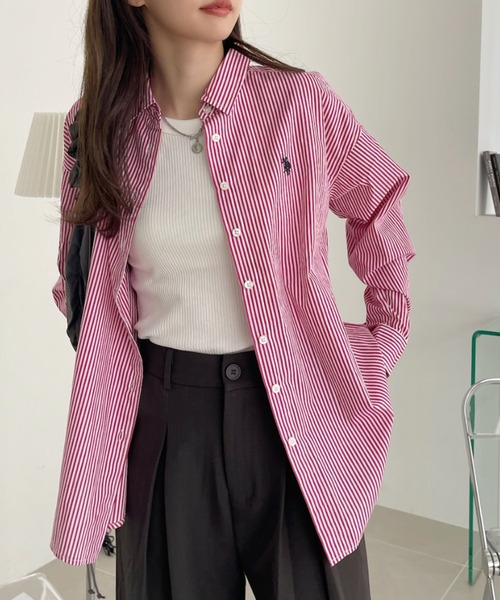「U.S. POLO ASSN.」 長袖シャツ M ピンク レディース_画像4