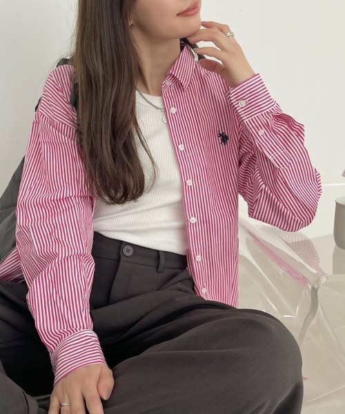 「U.S. POLO ASSN.」 長袖シャツ M ピンク レディース_画像9