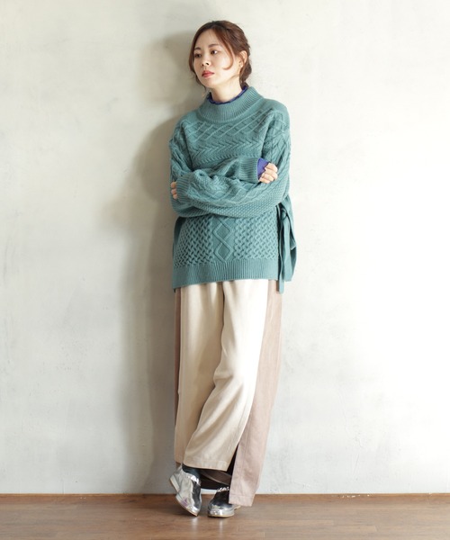 「BITTOKO」 長袖ニット FREE ブルーグリーン レディース_画像6