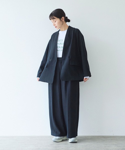 yuni haoriジャケット 黒 F レーヨンリネン ゆったり日本製 yuni（ユニ ）の「リネンレーヨンナイロン haori ジャケット