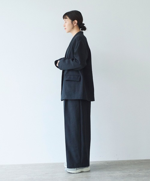 yuni ジャケット ノーカラージャケット Linen/Polyester double cocoon
