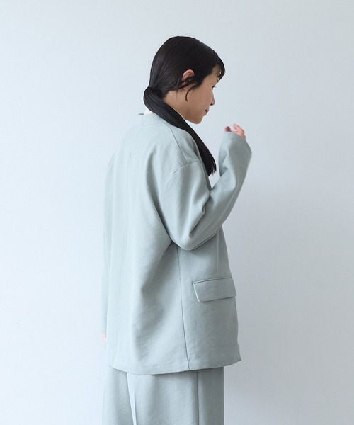 yuni ジャケット ノーカラージャケット Linen/Polyester double cocoon