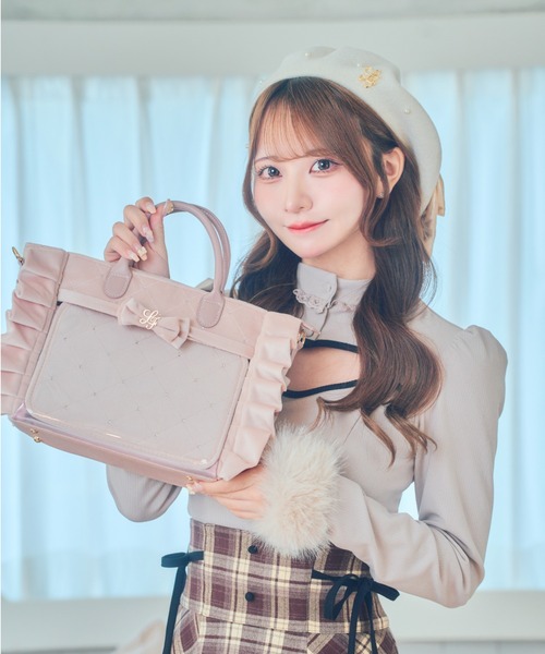 LAFARY（ラファリー） ハンドバッグ ベルベットフリルバッグ