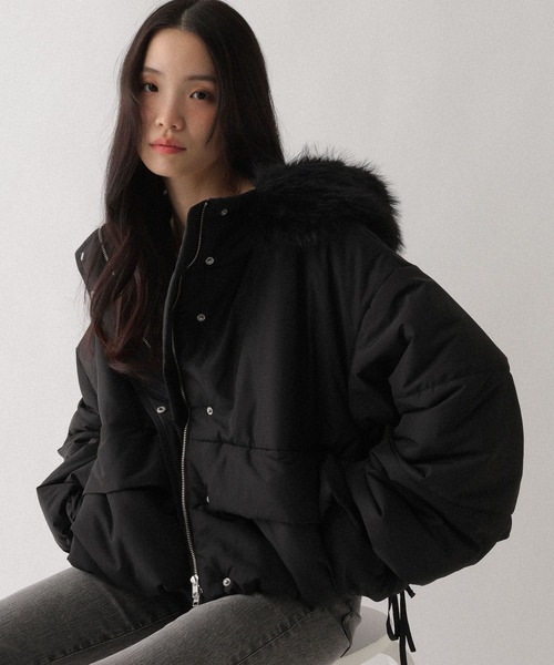 Heather（ヘザー） ブルゾン アウター ファーフードショートブルゾン