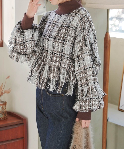 「KOBE LETTUCE」 長袖ニット M ブラウン レディース_画像9