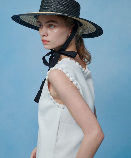 ニット セーター 「LOULOU WILLOUGHBY」クロッシェフラワートリミングプルオーバー レディースの画像