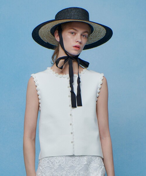 ニット セーター 「LOULOU WILLOUGHBY」クロッシェフラワートリミングプルオーバー レディースの画像