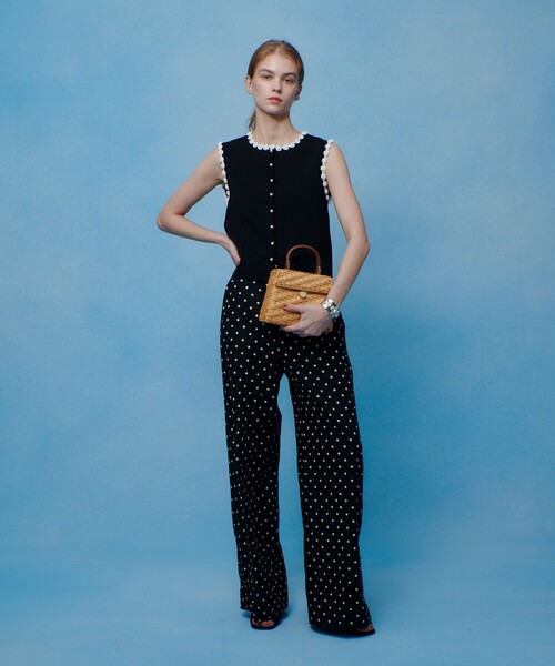 ニット セーター 「LOULOU WILLOUGHBY」クロッシェフラワートリミングプルオーバー レディースの画像