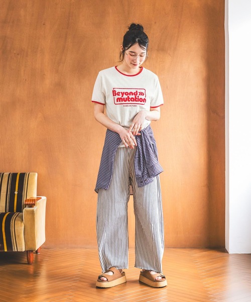 ワイドパンツ ジーンズ デニム デニムパンツ セルフカットカーブパンツ　デニムパンツ レディースの画像