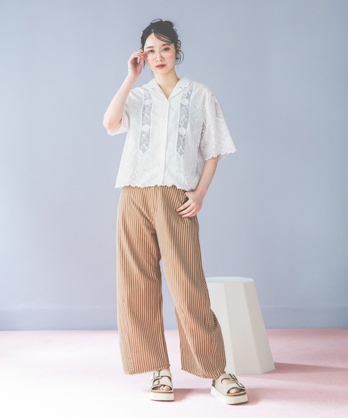 ワイドパンツ ジーンズ デニム デニムパンツ セルフカットカーブパンツ　デニムパンツ レディースの画像