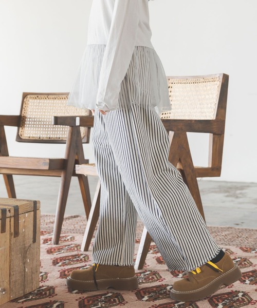 ワイドパンツ ジーンズ デニム デニムパンツ セルフカットカーブパンツ　デニムパンツ レディースの画像